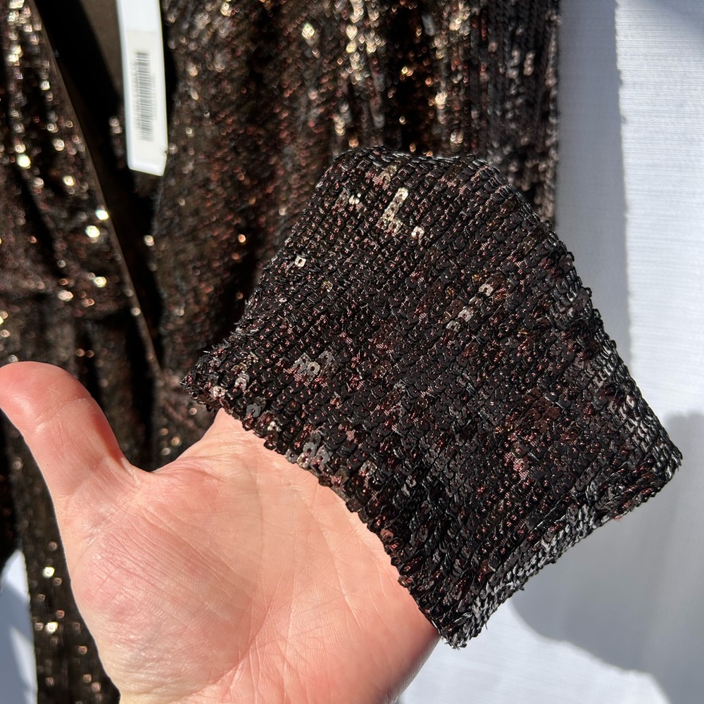 Jonathan Simkhai - Brown Monty Wrap Sequined Mini Dress - Picture 7 of 16